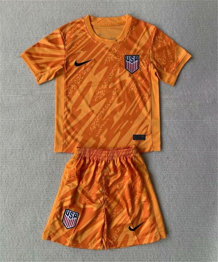 Kids-USA 2024 GK Orange Soccer Jersey